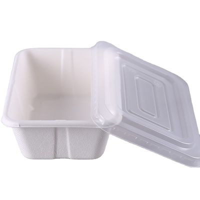 envases de comida Microwavable biodegradables del bagazo 500ml con la tapa clara
