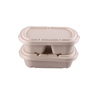 envases de comida biodegradables de la pulpa del compartimiento 750ml 2 Microwaveable