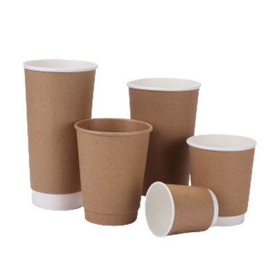 tazas calientes de papel de Kraft de la bebida del café para llevar de la pared del doble de 16oz 500ml con las tapas