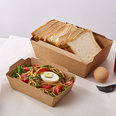 Caja del acondicionamiento de los alimentos del papel de Kraft con la tapa clara del ANIMAL DOMÉSTICO para la ensalada, panadería