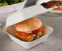 Caja biodegradable de la hamburguesa del papel de pulpa de la caña de azúcar con la tapa conectada