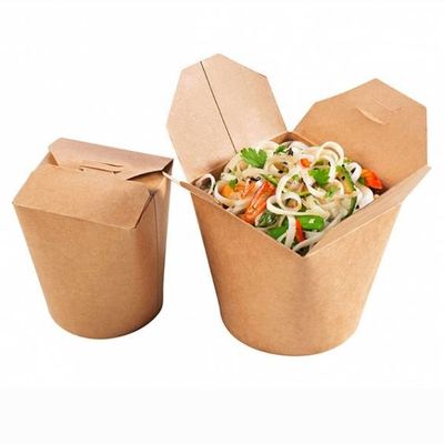 Cajas para llevar de papel abonablees de la comida de los envases de 26oz Kraft
